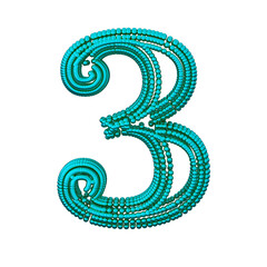 Symbol of small turquoise spheres. number 3