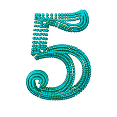 Symbol of small turquoise spheres. number 5