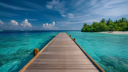 Fototapeta premium A wooden jetty in a luxury resort