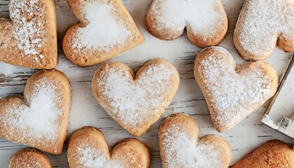 Fototapeta na wymiar heart shaped cookies, 16;9 widescreen wallpaper / backdrop