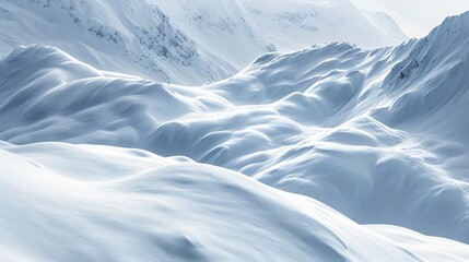 Fototapeta premium Snow trapped in between lower breaks in the mountain