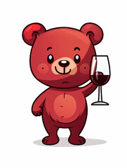 Obraz na płótnie Canvas Teddy Bear toasting with wine