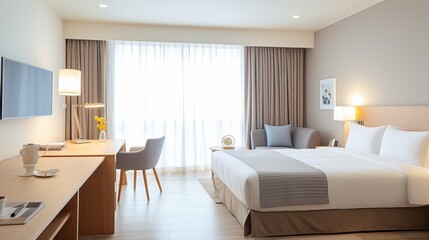 Fototapeta premium Empty a straightforward room in the hotel.