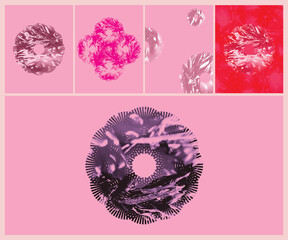Pink Dreamy Donut Texture Abstract Collage Pattern Geometric Centered Graphic Banners - obrazy, fototapety, plakaty