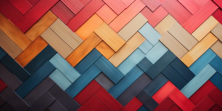 Colorful texture herringbone parquet background with rhomboid and geometric vertical pattern