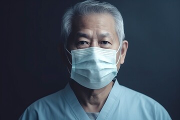elderly asian man with medical mask