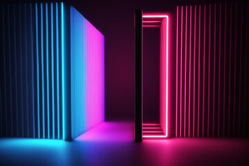 3d render abstract minimal background vertical pink blue. 