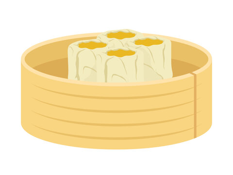 steamed dim sum in bamboo steamer clip art preview