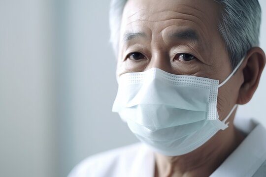elderly asian man with medical mask
