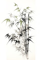 Fototapeta na wymiar Black and white bamboo painting