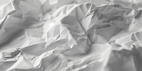 Close-up texture of crumpled white paper. Sheet of crumpled paper for background, wallpaper and texture. Banner crumpled white paper abstract shape background with space paper for text	
