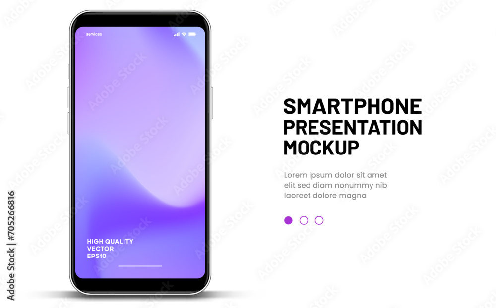 Poster 3d high quality vector smartphone mockups. Ultra realistic mobile device UI UX mockup for presentation template. Cellphone frame with blank screen isolated templates. 3d isometric illustration.