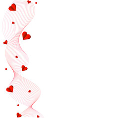 Abstract lines with hearts. Happy Valentine's Day greeting card on a white background.