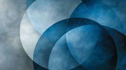 Abstract representation of teamwork in a corporate setting, with intertwined lines and overlapping circles in shades of blue and gray - obrazy, fototapety, plakaty
