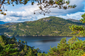 Fototapeta na wymiar Landscape of the Preikestolen (Norway)