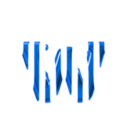 White symbol with thin blue vertical straps. letter w