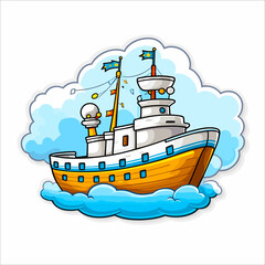 Ship in the sea sticker