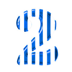 White symbol with thin blue vertical straps. number 2