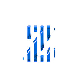 White symbol with thin blue vertical straps. letter z