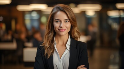 Fototapeta premium Confident businesswoman standing in a modern office