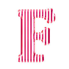 White symbol with pink vertical ultra thin straps. letter f