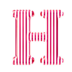 White symbol with pink vertical ultra thin straps. letter h
