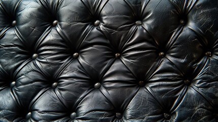 Fototapeta premium Black leather sofa background texture. Created with Generative Ai technology.