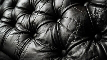 Obraz premium Black leather sofa background texture. Created with Generative Ai technology.