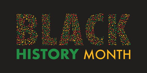 Black history month African American history celebration vector illustration design graphic Black history month with the word black filled with colorful circles  - obrazy, fototapety, plakaty