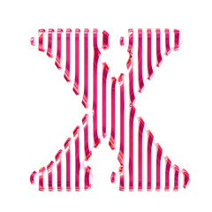 White symbol with pink vertical ultra thin straps. letter x