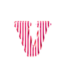 White symbol with pink vertical ultra thin straps. letter v
