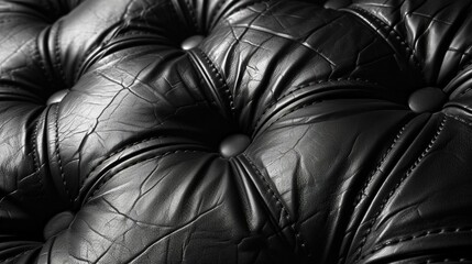 Black leather sofa background texture. Created with Generative Ai technology.