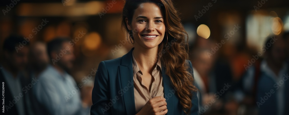 Wall mural happy mid aged business woman