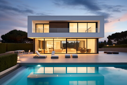 Modern luxury villa with pool and terrace