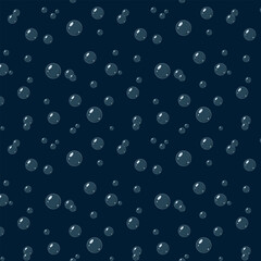 Transparent bubble on dark background seamless pattern. Fairytale design. Soap bubble. Vector illustration. 