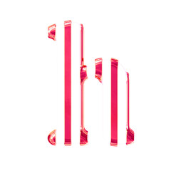 White symbol with thin pink vertical straps. letter h