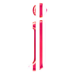 White symbol with thin pink vertical straps. letter j