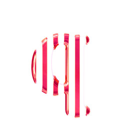 White symbol with thin pink vertical straps. letter q