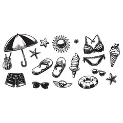 set of summer elements. summer illustration