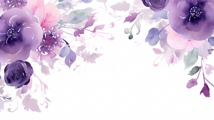 Floral frame with watercolor flowers, decorative flower background pattern, watercolor floral border background