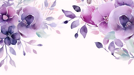 Floral frame with watercolor flowers, decorative flower background pattern, watercolor floral border background