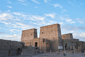 The ancient and historical Philae Temples complex in Aswan, which was built by the ancient Egyptian pharaohs. It was built during the third century BC. it built to worship the goddess "Isis" - Egypt.