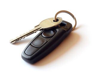 A brand-new car key was captured in a photo against a white backdrop