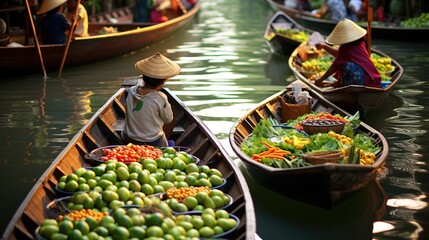 Obraz premium Floating market in Thailand