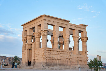 The ancient and historical Philae Temples complex in Aswan, which was built by the ancient Egyptian...