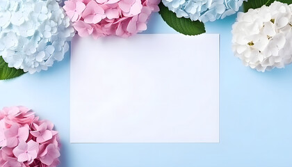 Invitation card mockup with empty paper blank decorated blue and