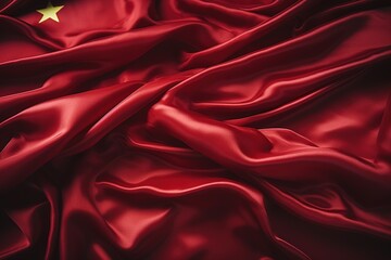 Obraz premium Red silk fabric with a gold star