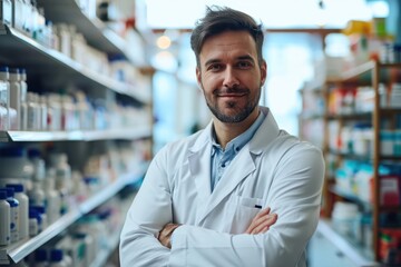 Male Pharmacist in Pharmacy - AI Generated Digital Art