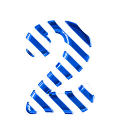 White symbol with thin blue diagonal straps. number 2