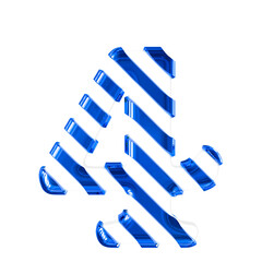 White symbol with thin blue diagonal straps. number 4
